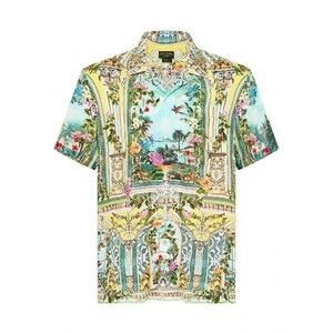 HOTEL FRANKS CAMILLA Button Shirt Mens Large Blue Yellow TOPKAPI PALACE $295